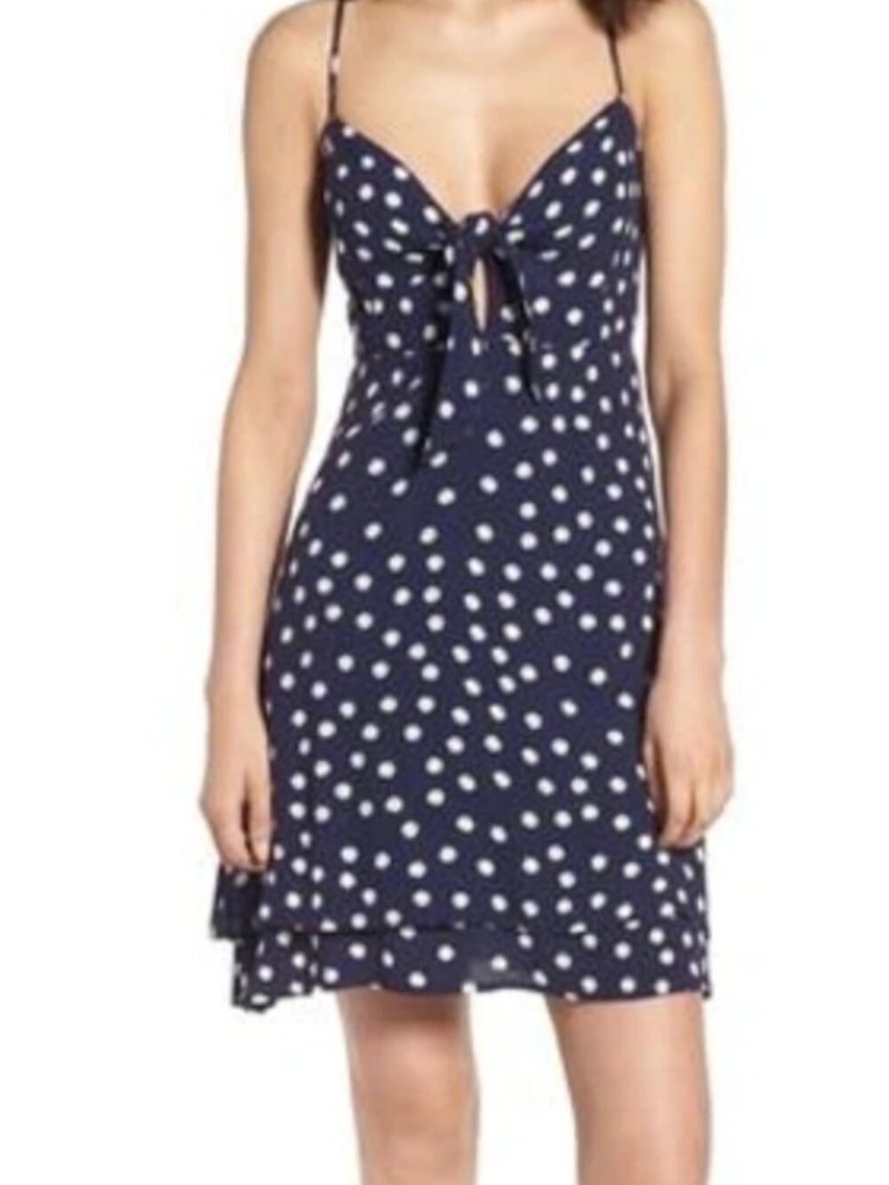 Rails "August" Daisy Tie-Front Mini Dress in Navy — Size M